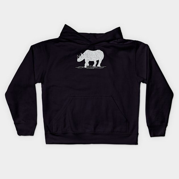 Rhino Ink Art - detailed animal design - endangered species Kids Hoodie by Green Paladin